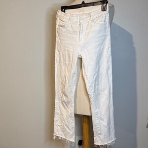 MOTHER White Cropped Jeans with Frayed Hem sz 25